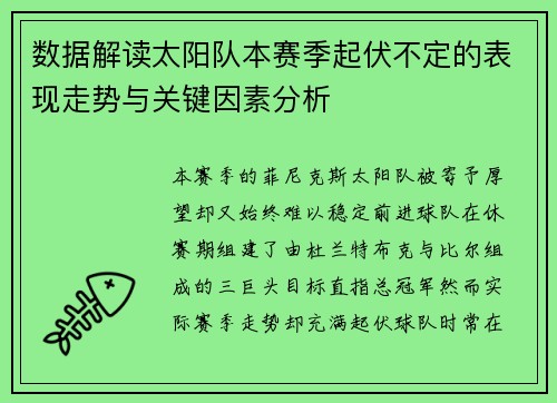 数据解读太阳队本赛季起伏不定的表现走势与关键因素分析